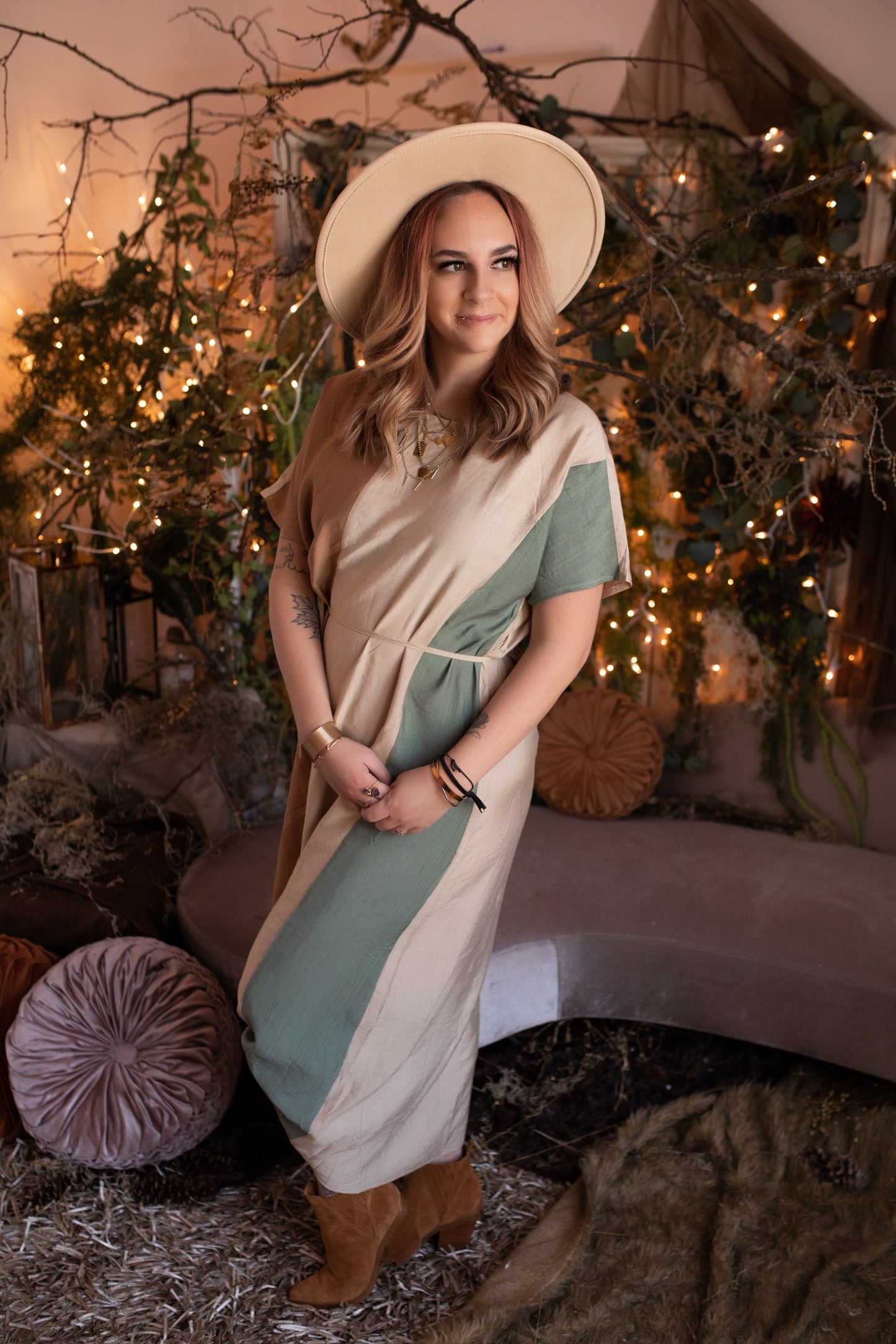 Boho Color Block Dress