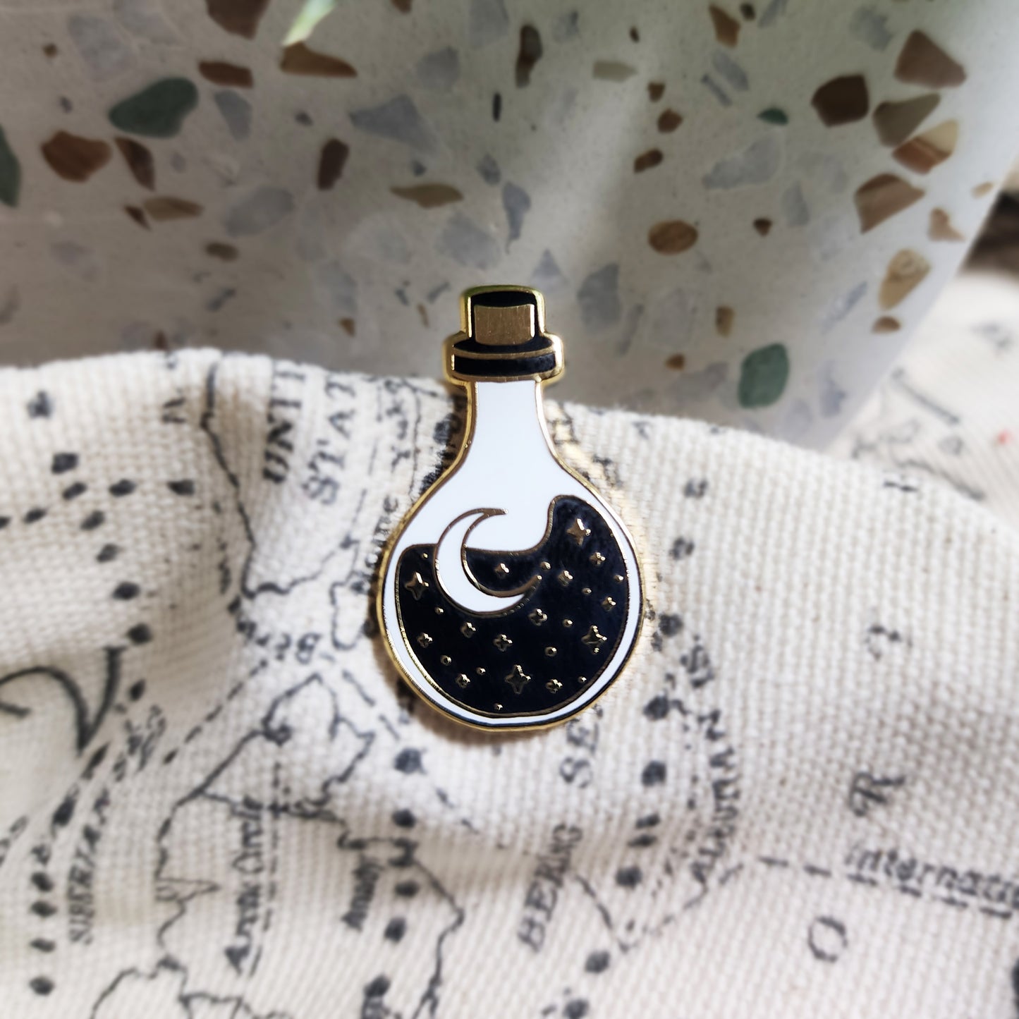 Bottled Moon and Stars Enamel Pin
