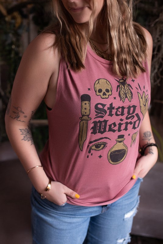 Stay Weird Mauve Muscle Tank