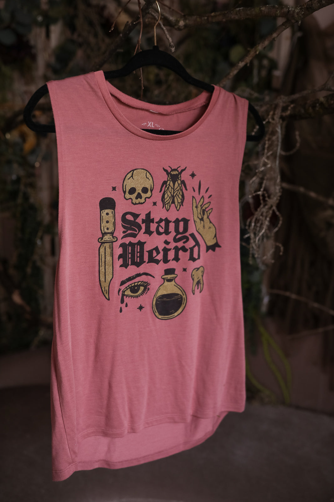 Stay Weird Mauve Muscle Tank