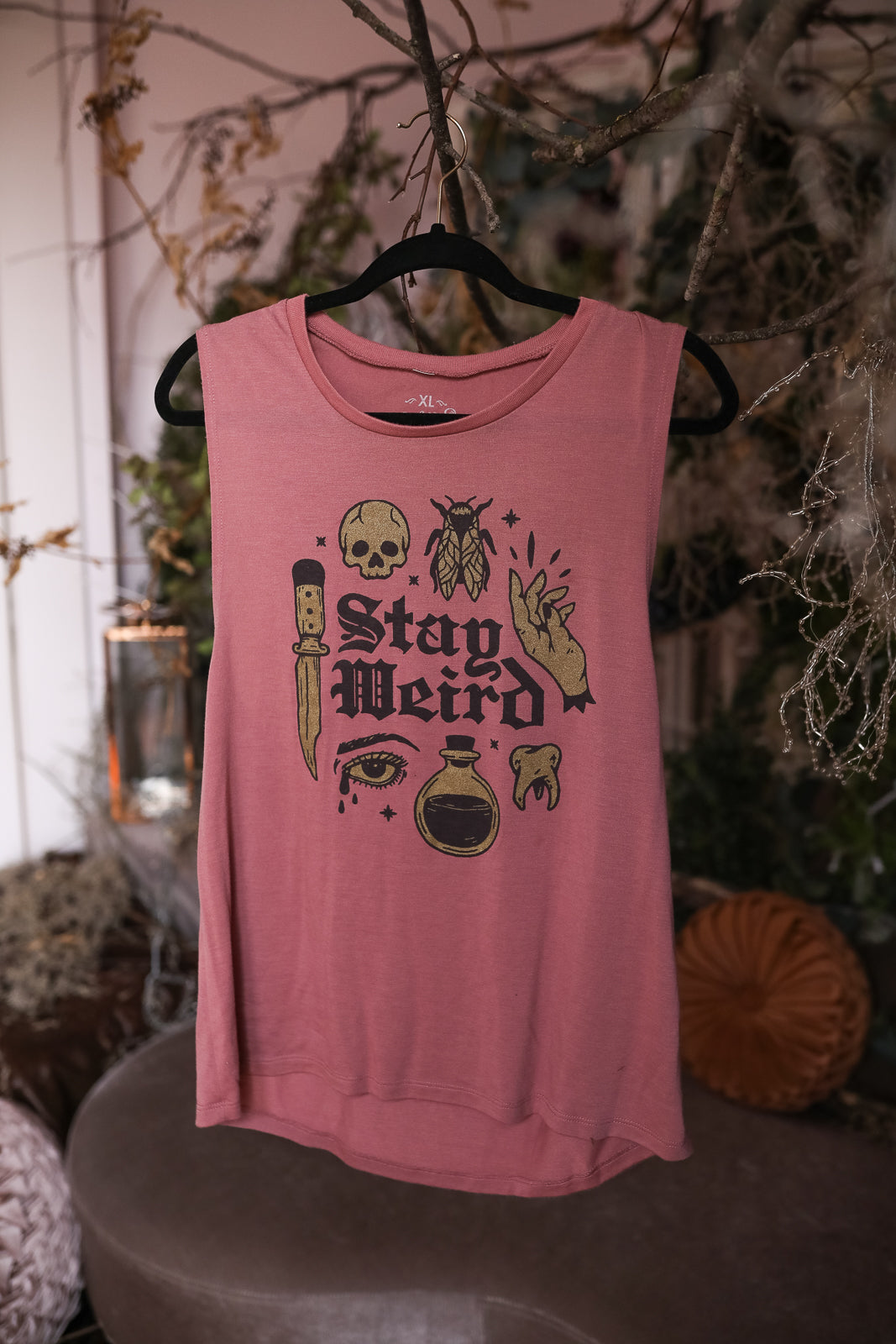 Stay Weird Mauve Muscle Tank